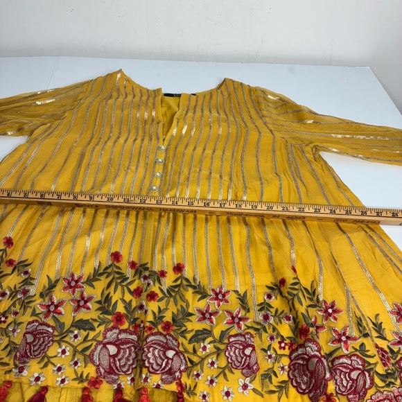 Embroidered Silk Boho Top with Tassels Size 12 - Picture 11 of 13